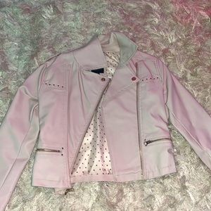 Leather light pink jacket